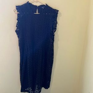 Madewell Black Eyelet Overlay Dress
